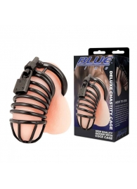 Черная металлическая клетка с замком Deluxe Chastity Cage - BlueLine - купить с доставкой в Домодедово