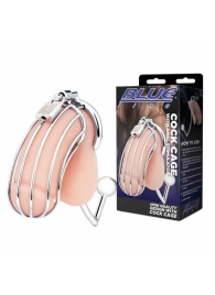Серебристая металлическая клетка с анальным стимулятором Cock Cage - BlueLine - купить с доставкой в Домодедово