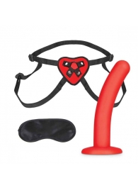Красный поясной фаллоимитатор Red Heart Strap on Harness   5in Dildo Set - 12,25 см. - Lux Fetish - купить с доставкой в Домодедово