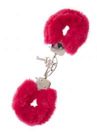 Металлические наручники с красной меховой опушкой METAL HANDCUFF WITH PLUSH RED - Dream Toys - купить с доставкой в Домодедово