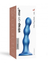 Голубая насадка Strap-On-Me Dildo Plug Balls size L - Strap-on-me - купить с доставкой в Домодедово