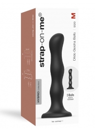 Черная насадка Strap-On-Me Dildo Geisha Balls size M - Strap-on-me - купить с доставкой в Домодедово
