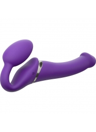 Фиолетовый безремневой вибрострапон Silicone Bendable Strap-On - size M - Strap-on-me - купить с доставкой в Домодедово