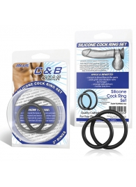 Набор из двух черных силиконовых колец разного диаметра SILICONE COCK RING SET - BlueLine - в Домодедово купить с доставкой