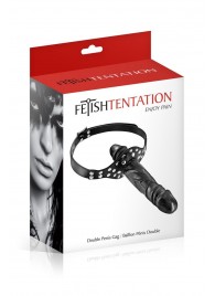Черный кляп-фаллоимитатор Double Penis Gag - Fetish Tentation - купить с доставкой в Домодедово