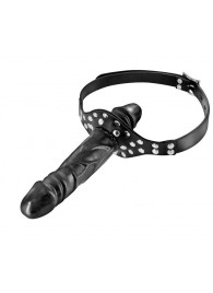 Черный кляп-фаллоимитатор Double Penis Gag - Fetish Tentation - купить с доставкой в Домодедово