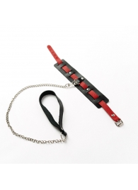 Черный ошейник с красным ремешком и поводком - Crazy Handmade - купить с доставкой в Домодедово