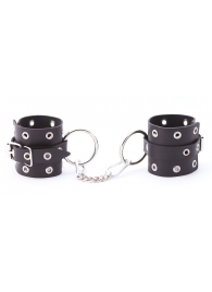 Черные кожаные наручники с люверсами - Crazy Handmade - купить с доставкой в Домодедово