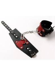 Черные кожаные оковы с красными вставками - Crazy Handmade - купить с доставкой в Домодедово