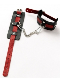 Черные оковы с красным декором и заклепками - Crazy Handmade - купить с доставкой в Домодедово