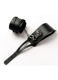 Черные кожаные оковы с креплением в виде веревочек - Crazy Handmade - купить с доставкой в Домодедово