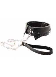 Черный ошейник-воротничок с металлическим поводком - Crazy Handmade - купить с доставкой в Домодедово