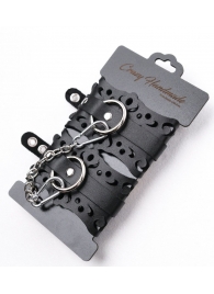 Ажурные наручники из черной кожи - Crazy Handmade - купить с доставкой в Домодедово