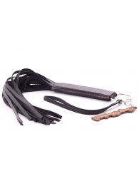 Черная кожаная плеть с удобной ручкой - 50 см. - Crazy Handmade - купить с доставкой в Домодедово