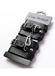 Черные кожаные наручники с ремешками - Crazy Handmade - купить с доставкой в Домодедово