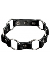 Кожаный черный ошейник с кольцами - Sitabella - купить с доставкой в Домодедово