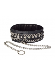 Чёрный ошейник с цепочками и поводком - Sitabella - купить с доставкой в Домодедово