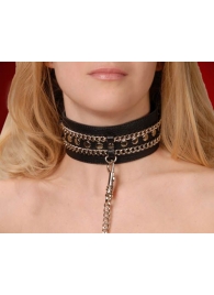Чёрный ошейник с цепочками и поводком - Sitabella - купить с доставкой в Домодедово