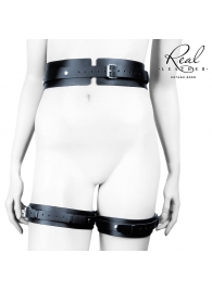 Черный кожаный пояс с гартерами - S-M - Notabu - купить с доставкой в Домодедово