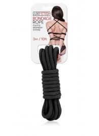 Черная хлопковая веревка для связывания - 3 м. - Lux Fetish - купить с доставкой в Домодедово