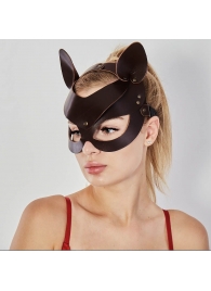 Коричневая кожаная маска  Кошечка - Sitabella - купить с доставкой в Домодедово