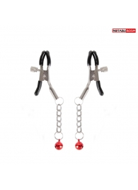 Серебристые зажимы на соски с шариками на цепочках - Notabu - купить с доставкой в Домодедово