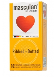 Презервативы с колечками и пупырышками Masculan Ribbed+Dotted - 10 шт. - Masculan - купить с доставкой в Домодедово
