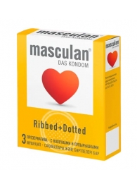 Презервативы с колечками и пупырышками Masculan Ribbed+Dotted - 3 шт. - Masculan - купить с доставкой в Домодедово
