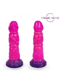 Розовый рельефный фантазийный фаллоимитатор - 20 см. - Bior toys - купить с доставкой в Домодедово