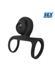 Черная вибронасадка на пенис Sex Expert - Sex Expert - в Домодедово купить с доставкой