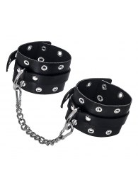 Черные кожаные однослойные оковы с люверсами - Pecado - купить с доставкой в Домодедово
