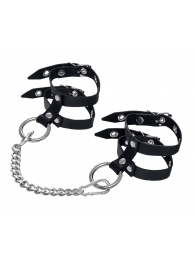 Черные однослойные кожаные оковы из двух ремешков - Pecado - купить с доставкой в Домодедово