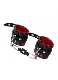 Черно-красные наручники из натуральной кожи - Pecado - купить с доставкой в Домодедово