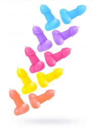 Набор из 10 разноцветных свечей в форме пениса - Pecado - купить с доставкой в Домодедово