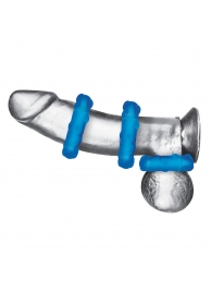 Комплект из трех голубых эрекционных колец 3-Pack Ribbed Rider Cock Ring Set - BlueLine - в Домодедово купить с доставкой