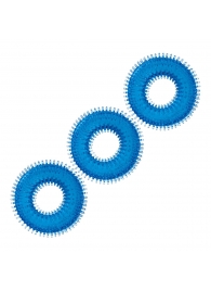 Комплект из трех голубых колец для эрекции 3-Pack Ultra-Stim Stretch Cock Rings - BlueLine - в Домодедово купить с доставкой