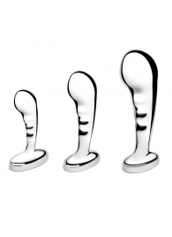 Набор из 3 стальных стимуляторов простаты Stainless Steel P-spot Training Set - b-Vibe - в Домодедово купить с доставкой