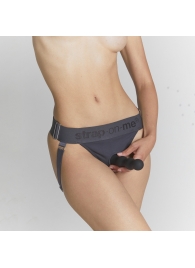 Серые трусики для фиксации насадок Strap-on-me Harness Lingerie Unique - Strap-on-me - купить с доставкой в Домодедово