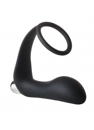 Черное эрекционное кольцо с вибропробкой Vibrating Anal Plug With Cockring - Dream Toys - в Домодедово купить с доставкой