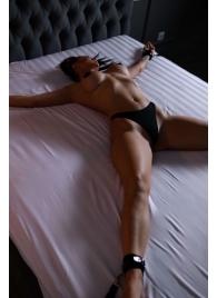 Черный кожаный набор фиксации на кровати Sex Game - БДСМ Арсенал - купить с доставкой в Домодедово