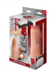 Телесный страпон Harness LESBI с вагинальной пробкой - 16,5 см. - LOVETOY (А-Полимер) - купить с доставкой в Домодедово