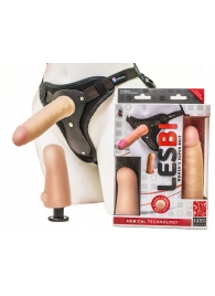 Телесный страпон Harness LESBI с вагинальной пробкой - 16,5 см. - LOVETOY (А-Полимер) - купить с доставкой в Домодедово