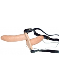 Телесный женский страпон с вагинальной пробкой Strap-On Duo - 15 см. - Orion - купить с доставкой в Домодедово