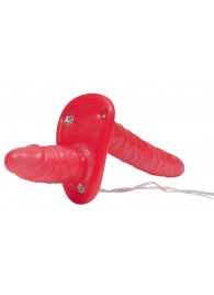 Красный женский страпон с вагинальной пробкой Bad Kitty - 18 см. - Orion - купить с доставкой в Домодедово