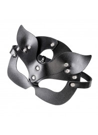 Черная кожаная рельефная маска кошки - Pecado - купить с доставкой в Домодедово