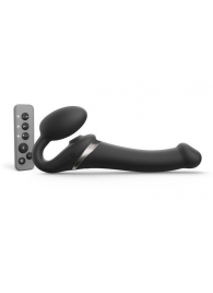 Черный безремневой страпон Multi Orgasm Size M с клиторальной стимуляцией - Strap-on-me - купить с доставкой в Домодедово