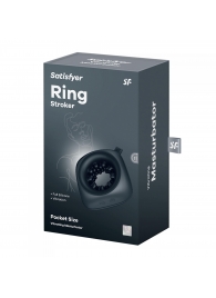 Черный мужской вибромассажер Ring Stroker - Satisfyer - в Домодедово купить с доставкой