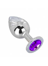Большой плаг из стали с фиолетовым кристаллом Violet Dream - 9,5 см. - Erotic Fantasy - купить с доставкой в Домодедово