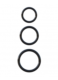 Набор из трех черных эрекционных колец Silicone 3-Ring Stamina Set - Pipedream - в Домодедово купить с доставкой