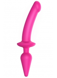 Ярко-розовый двусторонний фаллоимитатор Switch Plug-In Semi-Realistic Size L - Strap-on-me